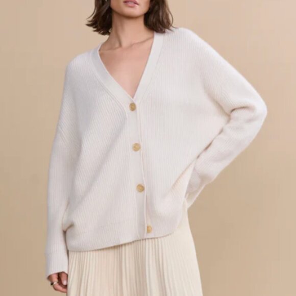 BEST Jenni Kayne Cashmere Cocoon Cardigan Small/Medium Ivory Off White Quiet Lux - Picture 4 of 8